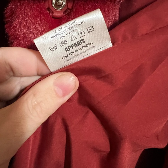 Apparis Red Faux Fur Teddy Jacket - Picture 4 of 5